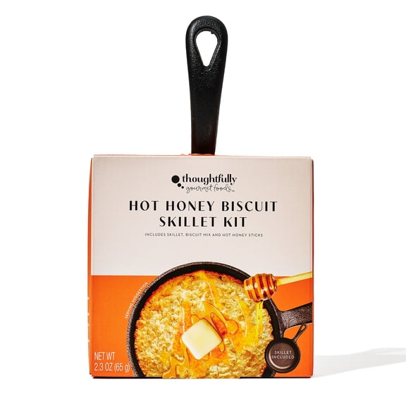 Hot Honey Biscuit Baking Kit with Southern Biscuit Mix, Cast Iron Skillet and Hot Honey Stick, 13 cm