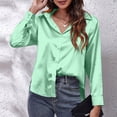 thumbnail image 6 of Jalioing Women's Satin Shirts Tie Waist Button Down Collared Blouses Dressy Casual Long Sleeve Silk Shirts, 6 of 7
