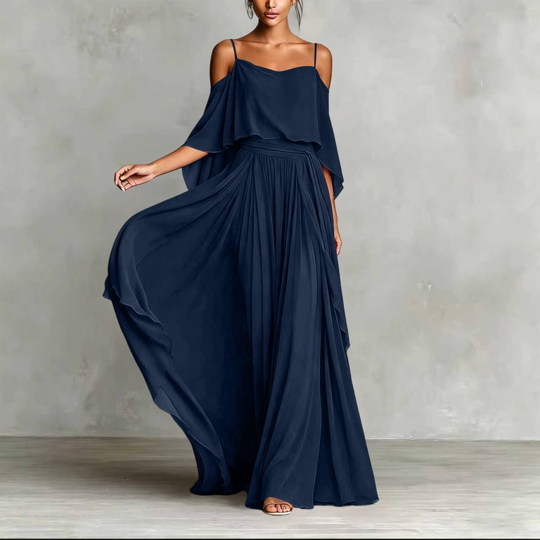 cold shoulder wedding guest dress Alex Evenings Women's Long Shoulder, Mother of the Bride Gown, Formal Event, Dress, (Petite and Regular Sizes), Black Royal Metallic, 4 : Clothing, Shoes & Jewelry Be effortlessly chic at weddings with our Spaghetti Strap Cold Shoulder Chiffon A Gorgeous Wedding-Guest Outfit For Under