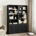 thumbnail image 5 of DSstyles Bookcase with Doors Farmhouse Bookshelf 11.8in Depth Wooden Display Storage Shelves 71.4in Tall Bookcases Industrial 6 Shelf Bookshelves for Bedroom, Living Room, Home Office, 5 of 9