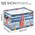 thumbnail image 4 of Yayeee Canvas Storage Basket with Handles for Shelves Fabric Bins Closet Organizer, Red Sailboats, 4 of 8
