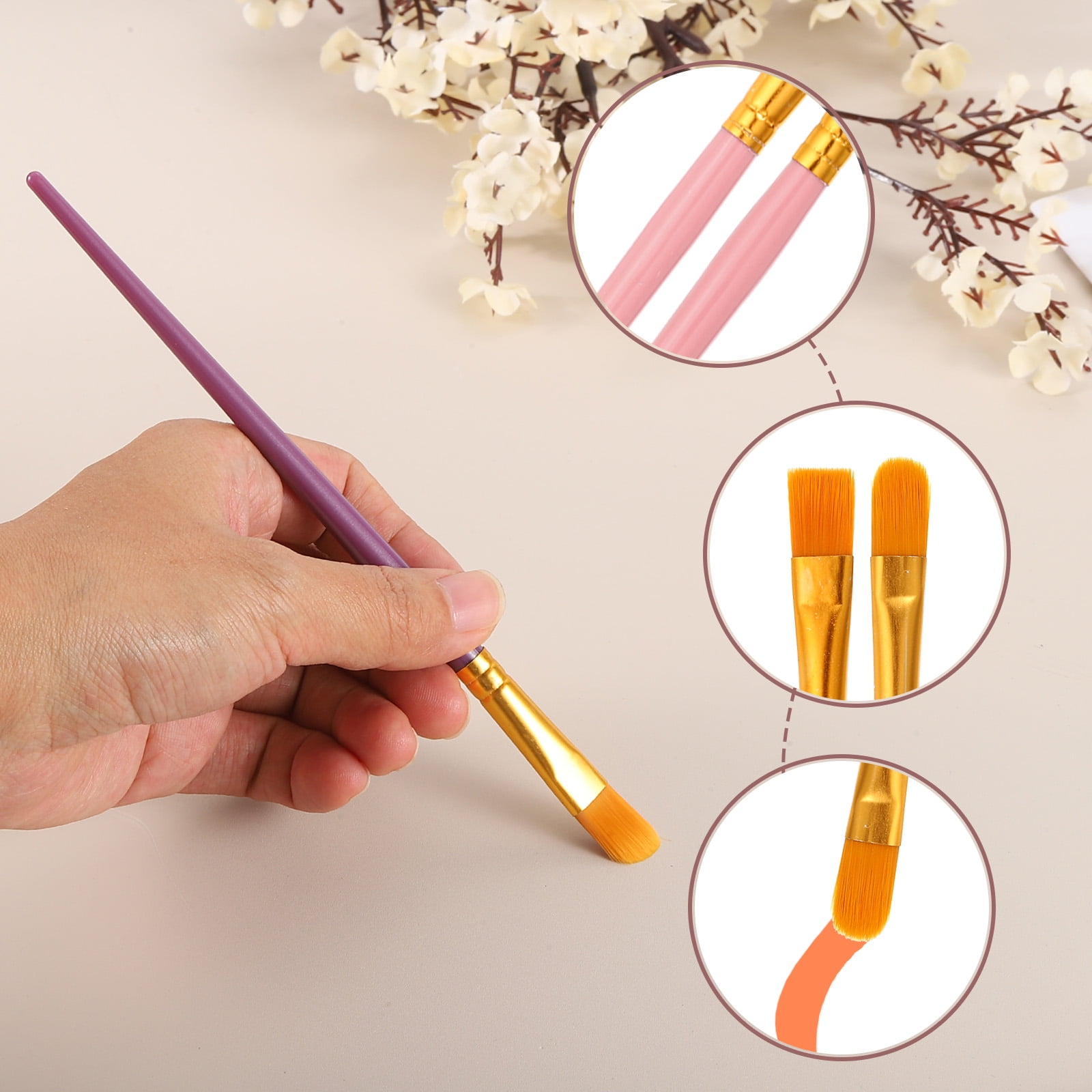 Paint Brushes Set, 200Pcs Acrylic Paint Brush Nylon Hair for Watercolor Oil Painting Miniature Detailing Rock Painting, Red