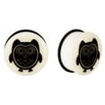 thumbnail image 2 of Owl gauges double Flared Ear Plugs UV Glow in the dark Ear Plugs body jewelry, 2 of 2