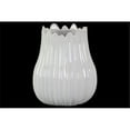 thumbnail image 1 of Urban Trends Collection 37325 Ceramic Bellied Round Vase with Irregular Shape Lips & Gray Antique Wave Design Body, White, 1 of 1
