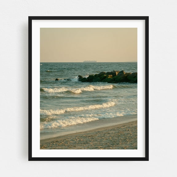 Waves at Rockaway Beach, Queens 03 - Queens New York Photography Black Framed Wall Art Print 16 x 20 inches