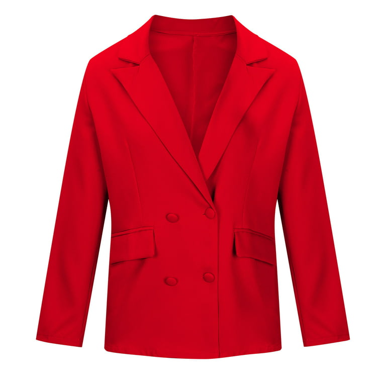Women's Office Blazers Lapel Neck Double Breasted Blazer Elegant Outfits  for Work Red at  Women's Clothing store
