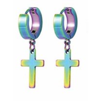 Janrevotw 1 Pair Of Cross Earrings For Men And Women Stainless Steel Cross Earrings