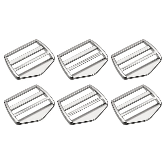 Metal Ladder Buckle Slider Tri-Glider Metal Adjustable Buckles, 6 Pack 38mm Inner Size, Silver Tone