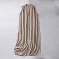 thumbnail image 2 of YABCSAZ Womens Summer Dresses Cotton Linen Sleeveless Dress Button Round Neck Solid Color Midi Dress Casual Loose Fit Oversize Dress Summer Dresses for Women 2024, 2 of 8