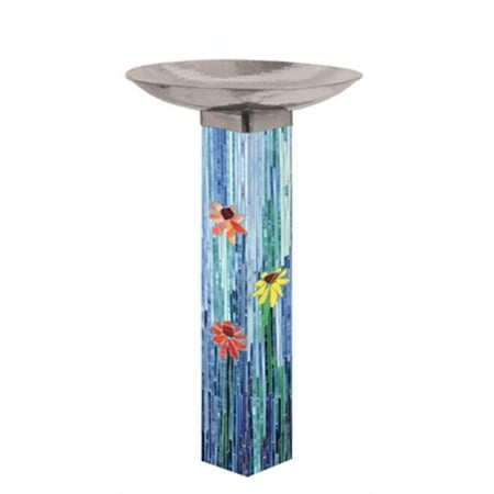 studio m mosaic watercolor stainless steel bird bath studio m mosaic watercolor stainless steel bird bath