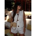 thumbnail image 5 of HH TRAF Mujeres Vintage Tops de punto Sin mangas Bolsillo decorado Chaleco casual de un solo pecho Top 2024 Chaleco corto sólido para mujer, 5 of 5