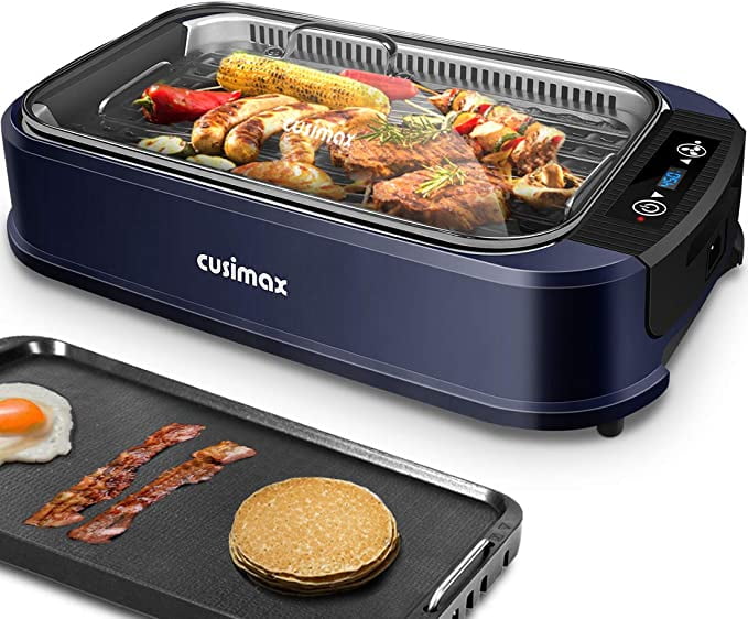 Small Kitchen Appliances CUSIMAX Electric Smokeless Grill with Lid
