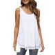 thumbnail image 2 of Camiseta sin mangas de verano para mujer con botones de retazos de encaje sólido y cuello redondo Pompotops lopia992580, 2 of 9