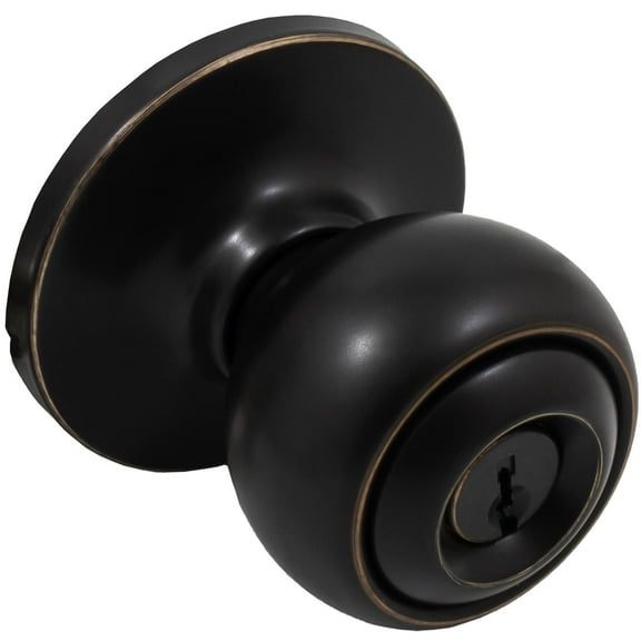 Ball Door Knob, Entry Latch, KW Keyway, Vintage Bronze by Stone Harbor Hardware