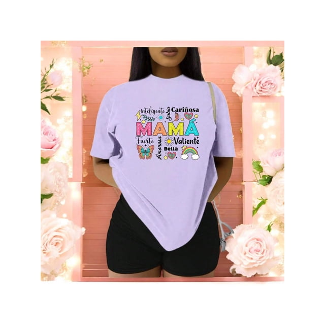 Playera Blusa Mujer Mama con Frases de Cariño Ropa Casual y Emotiva para Regalo del Día de la Madre Color Lila Talla Extra Grande Marca Emil SaEs