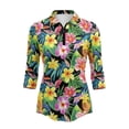 thumbnail image 2 of Uorisanigo Hawaiian Frangipani Womens Golf Shirt Quick Dry Casual Women's 3/4 Sleeve Athletic Golf Shirts Quarter Zip Workout Tops Comfortable Tennis Tops Workout Sports Size S, 2 of 7