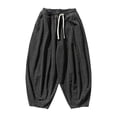 thumbnail image 4 of Zszcpp Mens Casual Pants Large Retro Wide Leg Elastic Waist Loose Jeans Drawstring Design Trousers Casual Trouser, 4 of 4