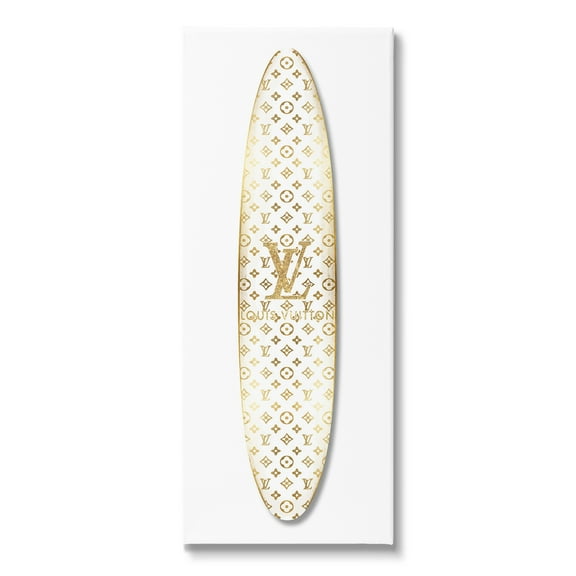 Stupell Industries Designer Patterned Surfboard Nature Painting Gallery Wrapped Canvas Art Print Wall Art, 10 x 24