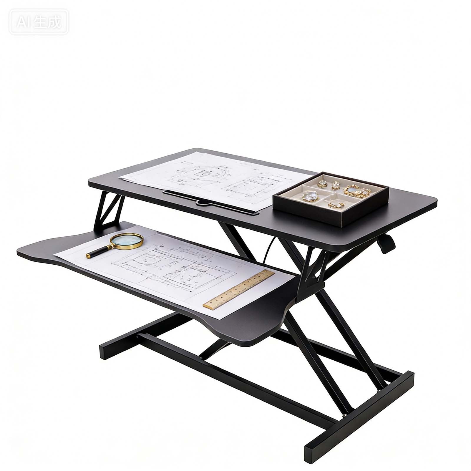 Dual Monitor & Laptop Stand Up Desk, 17" Wide Height Adjustable Computer Desk | Sit Stand Table Converter & Ergonomic Home Office Workstation