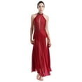 thumbnail image 3 of YiZYiF Costume de Danse Lyrique Long pour Femmes Dos Croisé Robe de Performance Moderne Bourgogne TG, 3 of 8