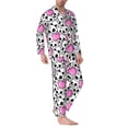 thumbnail image 2 of Picia skull with hearts Pattern Men’s Long-Sleeve Sleepwear Set - Soft 2-Piece Loungewear with Pockets, Comfy PJs for Relaxing Nights-Small, 2 of 7