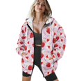 thumbnail image 4 of COEQINE Long Sleeve Women's Oversized Hoodie Fashion Full Zipper Sweatshirts Christmas Hat and Strawberry Pink Print Long Sleeve Casual Wear Fall Tops with Pockets, 3XL, 4 of 7