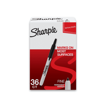 Sharpie® Retractable Permanent Markers, Fine Point, Black Ink, Pack Of 36