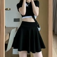 thumbnail image 4 of Minifalda patinadora informal acampanada, elástica, versátil y básica para mujer, negro, XXL, 4 of 5