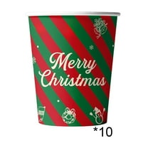 chaungfeng Disposable Christmas Paper Cups, 10-Pack Red Green Set, for Party Decor, Festive Beverage, Holiday Gathering