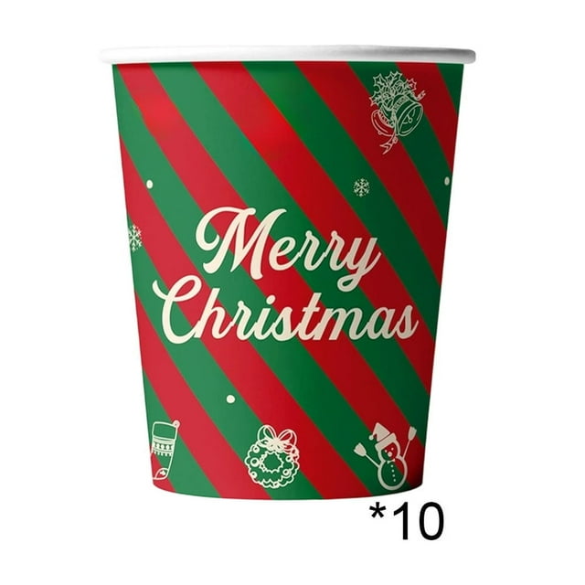 Christmas Tree Decorations 10Pc Christmas Tree Paper Cups Disposable Tableware Set Party Festive Ambiance Small Christmas Tree