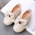 thumbnail image 4 of BOBOGOJP Girl's Mary Jane Bow Elastic Strap Ballerina Flat Slip-On Mary Jane Flats Baptism Dresses Shoes Walking Shoes (Beige,12), 4 of 6