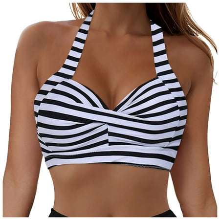 Rrunsv Women s Halter Underwire Twist Front Bikini Top V Neck Push Up Swim Top Only Bra Padded Swimsuit Top 2025 Bathing Suits Tops Women Full Coverage Swimsuit Top Only Grey XL