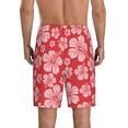 thumbnail image 3 of Naloa Red Hibiscus Flower Men's Short Pajama Pants, Lounge Comfort Shorts with Elasticized Waistband and Side Pockets - 4X-Large, 3 of 9