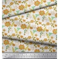thumbnail image 2 of Soimoi Modal Satin Fabric Leaves & Aster Floral Decor Fabric Printed Yard 42 Inch Wide, 2 of 3
