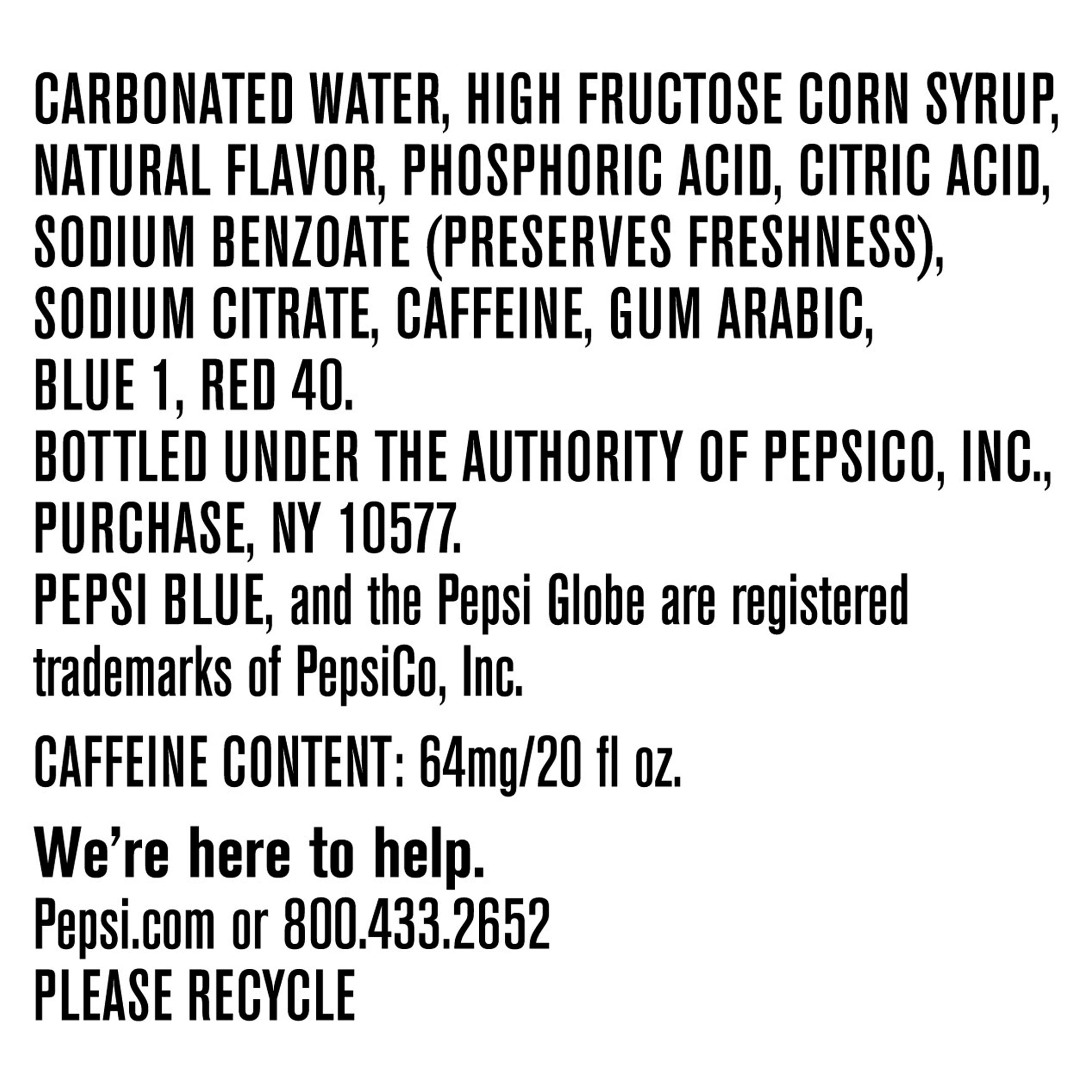 Pepsi Cola Blue Berry Flavored Soda Pop, 20 oz Bottle