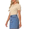 thumbnail image 4 of INSPIRE CHIC Women's Peter Pan Collar T Shirt Textured Stars Button Down Ruffle Top, 4 of 5