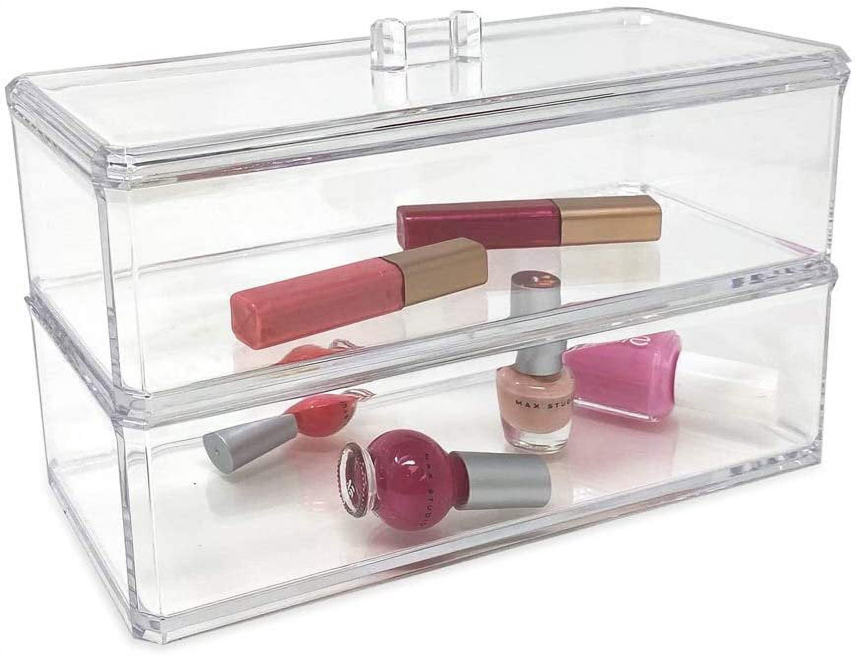 Isaac Jacobs Clear Acrylic Rectangular Stackable (2-Pack) Storage Organizer with Lid