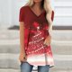 thumbnail image 2 of Camiseta Impresa con Cuello en V de Manga de Raglan de la Parte Trasera Larga Delantera Corta de las Mujeres de Navidad, Vacaciones Informales, 2 of 7