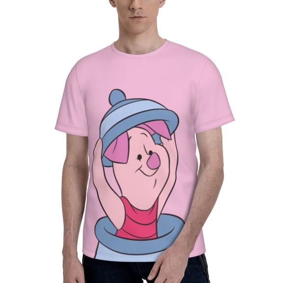 Piglet Men's T Shirts Cartoon Graphic Short Sleeve Tees Novelty Casual Unisex Adults Tee Shirt Tops