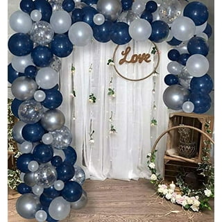 Silver Metallic Chrome Balloons Garland Arch Kit 125pcs Different Sizes 18  12 10 5 Inch Silver and Silver Confetti Latex Balloons for Anniversary