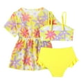 thumbnail image 6 of LNMQLPDBS Girls Swimsuit 3pcs Bikini Sets Floral Print Spaghetti Straps Crop Top High Waist Triangle Swim Sets with Cover Ups Coat Summer Rash Guard Swimwear Baby Bathing Suit Girl, 6 of 6