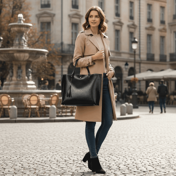 Large Tote Bag for Women, Soft PU Leather Shoulder Handbag, Minimalist Crossbody Bags for Women