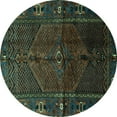 thumbnail image 1 of Ahgly Company Indoor Round Persian Turquoise Blue Traditional Area Rugs, 4' Round, 1 of 4