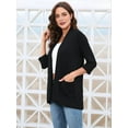 thumbnail image 4 of Womens Casual Cardigan with Pockets 3/4 Sleeve Open Front Dusters Black XL, 4 of 8