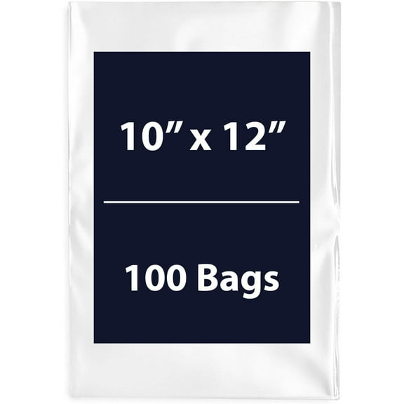 Multiple Sizes Clear Flat Poly Bags - 10"x12" & 100 Bags 1.25Mil Flat Open Top Plastic Packaging Packing | Flexible and Durable Plastic Bags | Low-Density Polyethylene (LDPE)