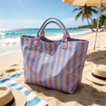 thumbnail image 4 of Striped Beach Tote Bag, Large Capacity Waterproof Striped Shoulder Handbag, Lightweight Reusable Grocery Shopping Bag, Casual Multicolor Stripe Carry Bag for Travel Pool Picnic Daily Outdoor Use, 4 of 7