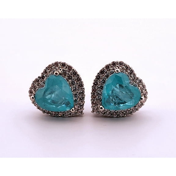 Heart Paraiba Tourmaline & Topaz Silver Earrings HPTTSE