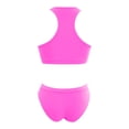 thumbnail image 5 of Women High Waisted Bikini Set Scoop Neck Bikini Crop Top Swimsuit 2 Piece Racerback Sporty Bathing Suit Hot Pink XL, 5 of 5