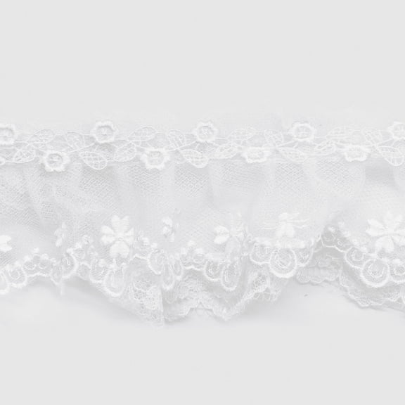 Belagio Enterprises - 3" Width Gathered Lace with Embroidery (10 Yard Roll) - BRL-805-27 White