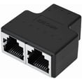 thumbnail image 1 of KOMI RJ45 Ethernet Splitter Adapter,Ethernet Cable Splitter,Through Head/Tee Head/One to Two Extension/Tee-head Connection Network Splitter Adapter (Tee-head Black), 1 of 5